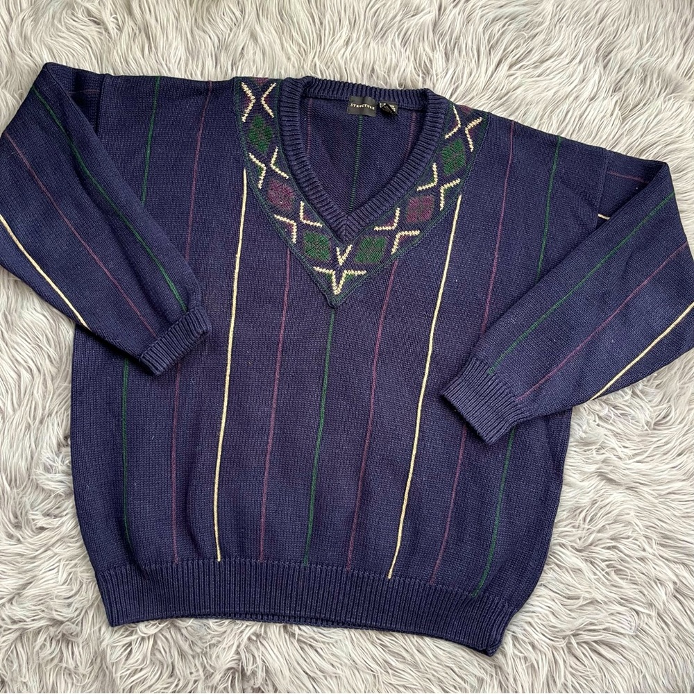 Vintage Structure 80’s Oversized Knit V-Neck Sweater